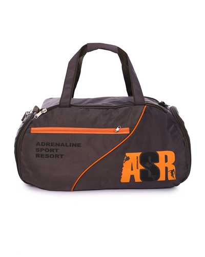 Спортивная сумка большая с карманом под обувь хаки/оранжевая арт 91