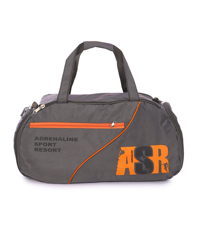 Спортивная сумка большая с карманом под обувь серая/оранжевая арт 91